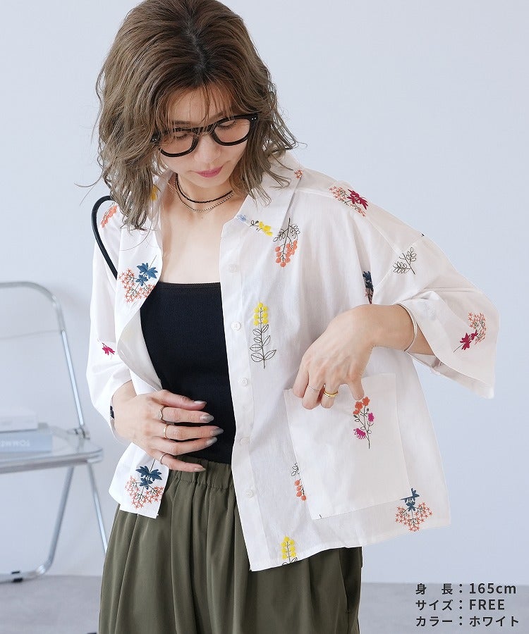 花柄刺繍ショート丈ブラウス(260703) reca レカ メール便発送10 | reca