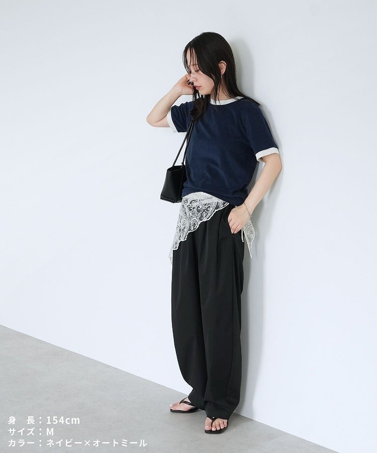 配色パイル地コンパクトTシャツ(bel-z-33341) メール便発送10 | reca