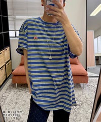 【hyu,il】オリジナルロゴ刺繍ボーダー半袖Tシャツ(hyu2502-v) メール便発送10 - サムネイル3