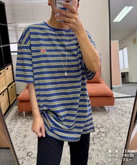 【hyu,il】オリジナルロゴ刺繍ボーダー半袖Tシャツ(hyu2502-v) メール便発送10 - サムネイル5