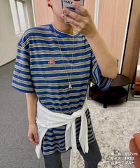 【hyu,il】オリジナルロゴ刺繍ボーダー半袖Tシャツ(hyu2502-v) メール便発送10 - サムネイル7