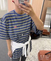【hyu,il】オリジナルロゴ刺繍ボーダー半袖Tシャツ(hyu2502-v) メール便発送10 - サムネイル8