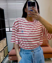 【hyu,il】オリジナルロゴ刺繍ボーダー半袖Tシャツ(hyu2502-v) メール便発送10 - サムネイル12