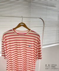 【hyu,il】オリジナルロゴ刺繍ボーダー半袖Tシャツ(hyu2502-v) メール便発送10 - サムネイル16