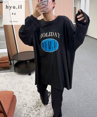 【hyu,il】薄手ロゴロングTシャツ(hyu2501-k) メール便発送10 - サムネイル1