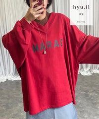【hyu,il】両面VネックBIGシルエットスウェット(hyu2507-k) メール便発送10 - サムネイル1
