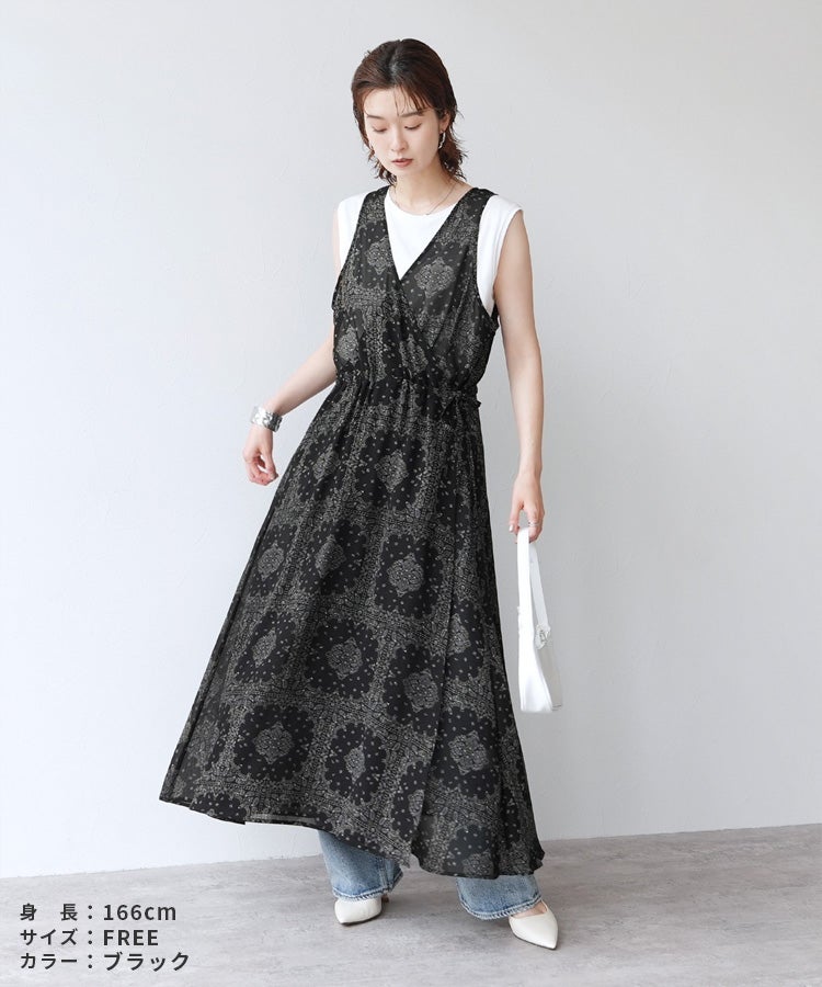 【Yeoun】ペイズリー柄マキシシアーラップワンピース(trc-276005-y) 宅配便発送 - 画像7
