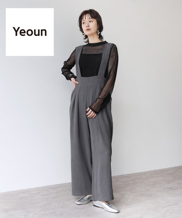【Yeoun】エアリーリネンライクワイドサロペット(bel-z-33308-y)　宅配便発送 - 画像1