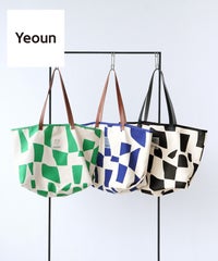 【Yeoun】幾何学柄キャンバストートバッグ(ro-ba-217-y) 宅配便発送 - サムネイル1