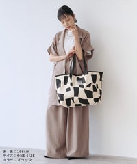 【Yeoun】幾何学柄キャンバストートバッグ(ro-ba-217-y) 宅配便発送 - サムネイル4